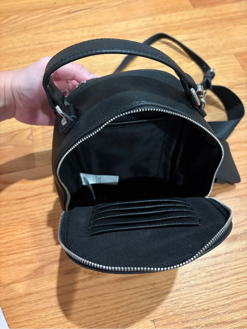 Black Mini Crossbody Backpack with Card Holder